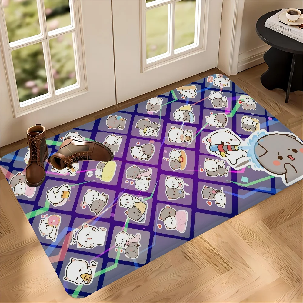 Cute Peach Mochi Cat Room Mats Retro Multiple Choice Living Kitchen Rug Non-Slip Welcome