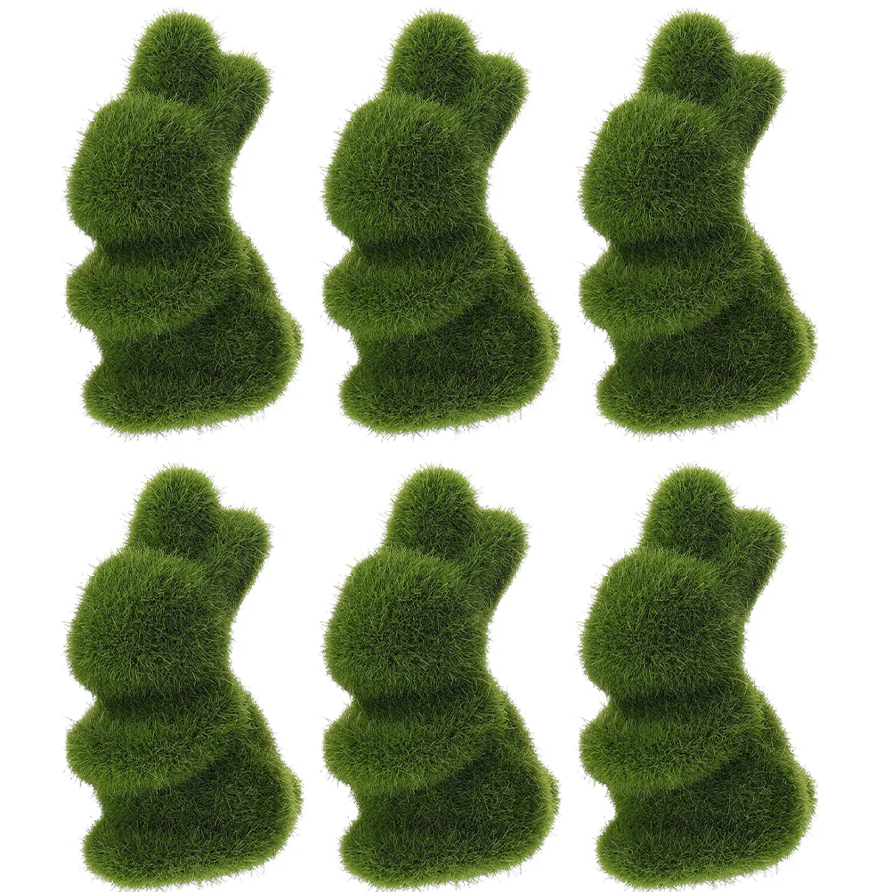 

6 Pcs Adorno Para Mesa De Rabbit Model Easter Adornment Decor Green Home Mini Bunny Figurines Moss Ball