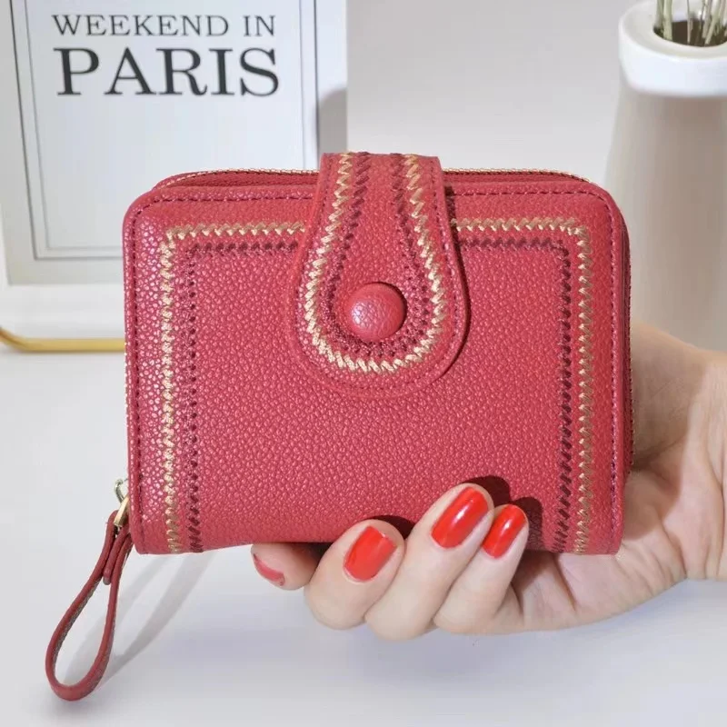 New Fashion Korean High-Quality Leather Multi-Function Large Capacity Short Zipper Buckle Women's Wallet Card Bag