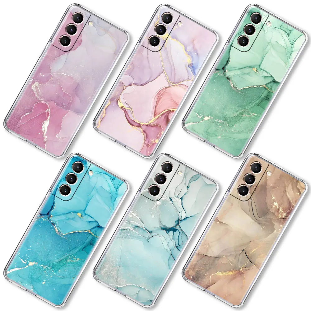 

Vintage Marble Clear Case For Samsung Galaxy S22 S20 FE S21 S10 S9 Plus Note 20 9 10 Lite Transparent Phone Cover