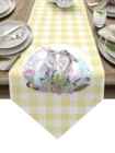 Пасхальная скатерть в клетку, желтые суккуленты в виде кролика, праздничная Праздничная скатерть для украшения стола