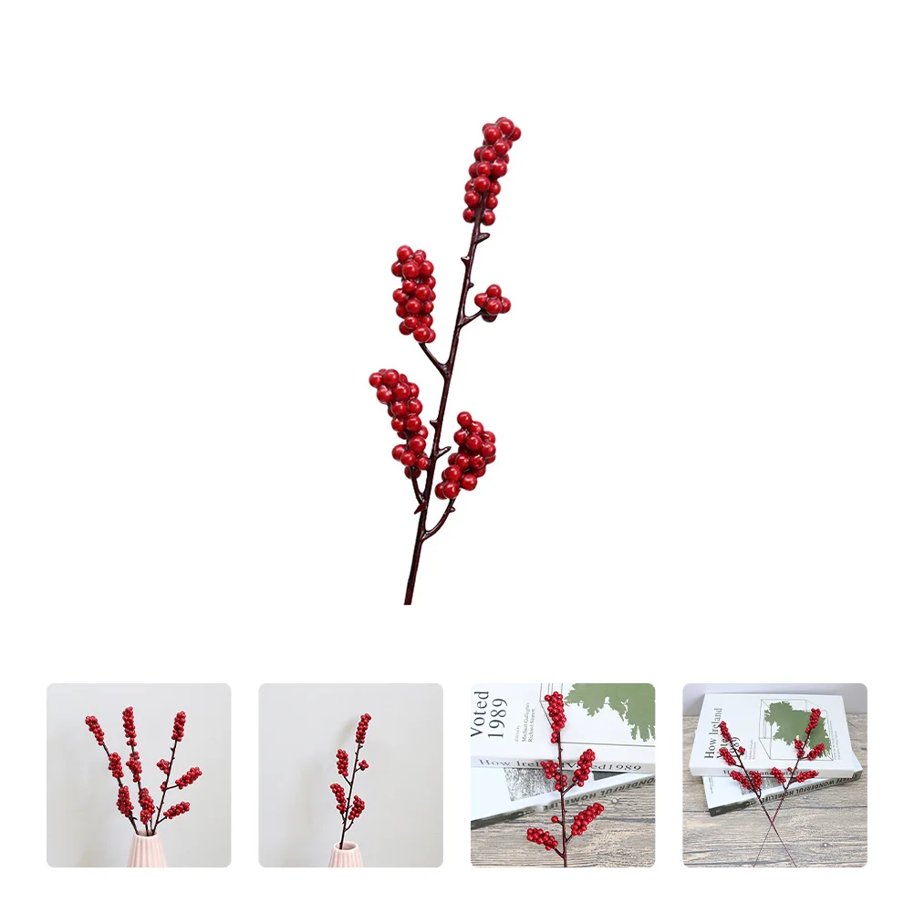 

Berry Branches Christmas Picks Artificial Stems Faux Holly Red Fake Vase Flower Xmastree Decor Floral Berries Decorations Twig