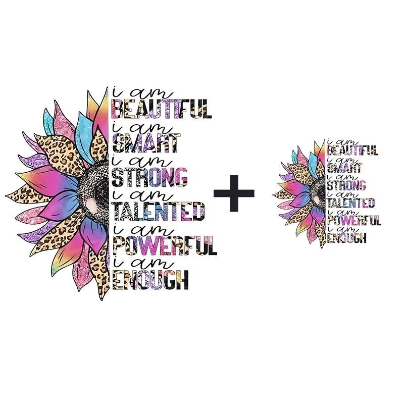 Красочные подсолнухи с буквами теплопередача наклейки на одежду железные