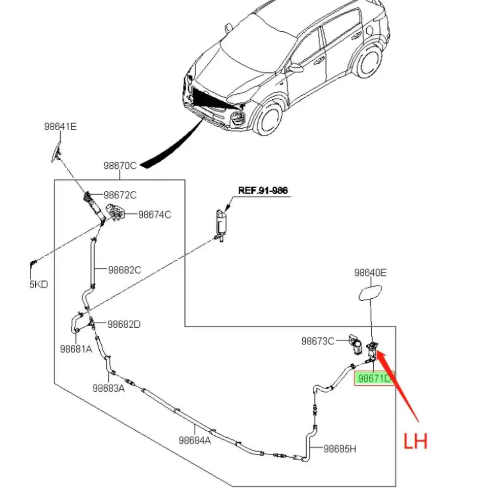 TELESCOPE UNTT ASSY LH 98671D9000 для Kia Sportage 2016-2019, передний бампер, фара, форсунка омывателя, актуатор. (art.: 3920da175b3fc) - 3920da175b3fc