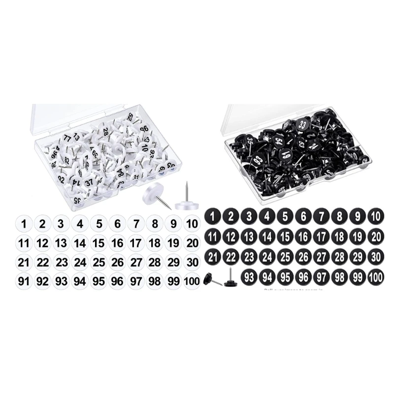 

100 Pieces Numbered Pushpins from 1 to 100 Map Pin 6.3In Round Thumbtaccks 24BB