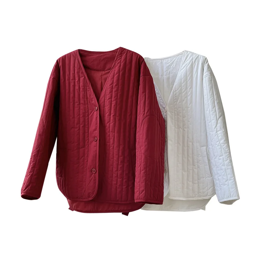2022 Woman Winter Coat And Jackets New Korea Style Simple Lazy Warm V-Neck Profile Loose Comfortable Short Thick Parka
