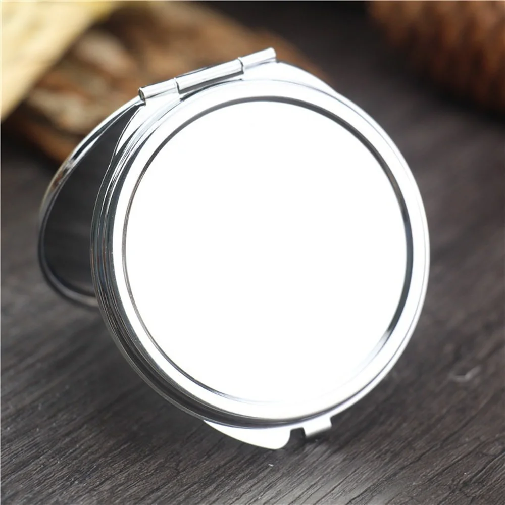 

Portable Women Stainless Steel Makeup Mirror Hand Pocket Folded-Side Cosmetic Make Up Mirror Small Various Shapes Double