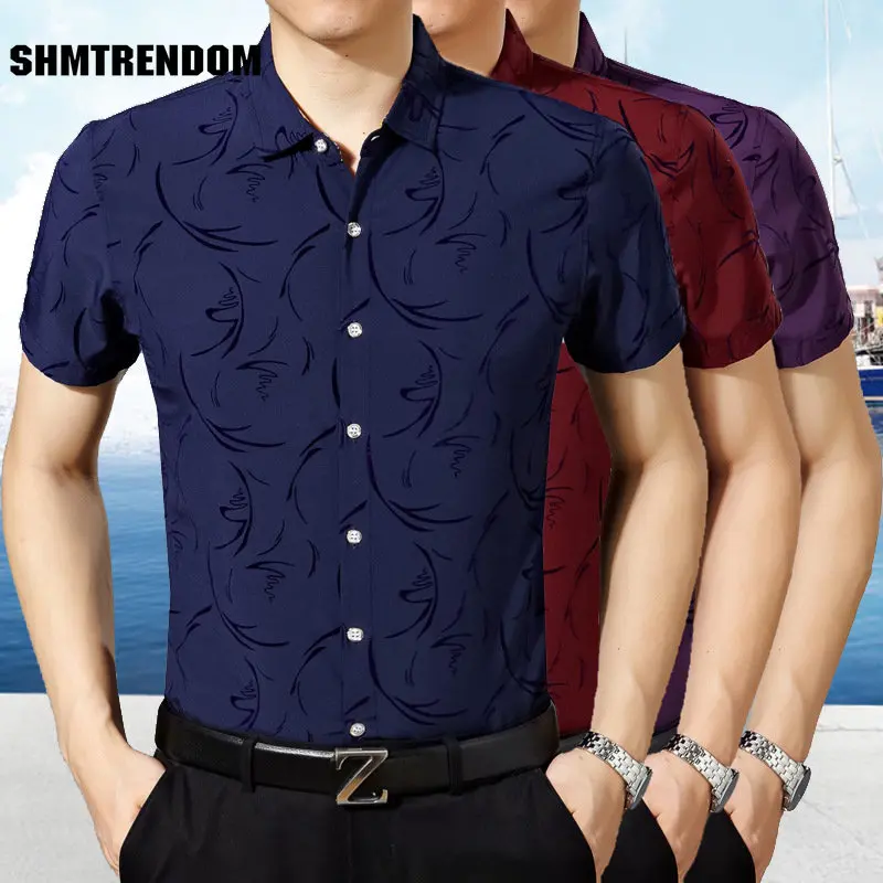 

Fashion Casual 3D Print Skin-Friendly Slim Short Sleeve Shirt Men Summer New Quality Smooth Comfortable Silky Cool Chemise Homme