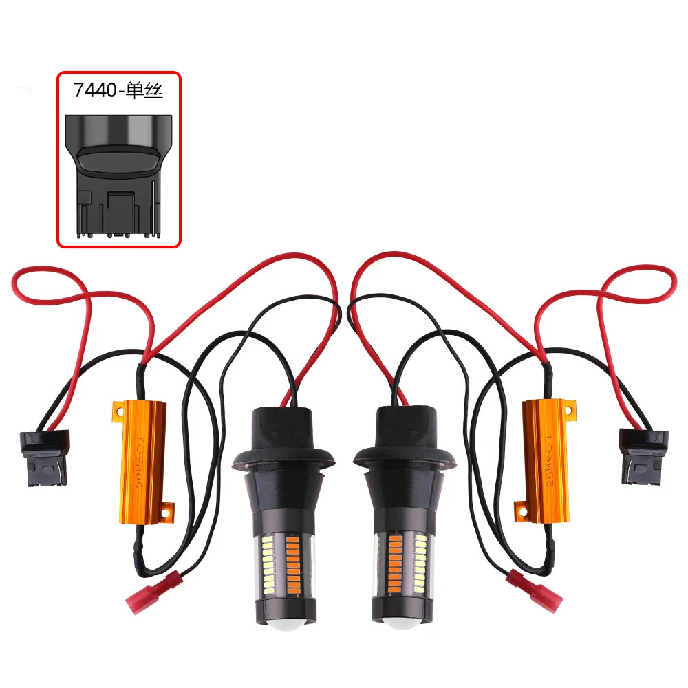 

Дневные ходовые огни 1156 Bau15s p21, 2 шт., 5 Вт Ba15s p21w Led T20 7440 12 В, двойной режим лм, дневные ходовые огни, указатели поворота, желтый, белый