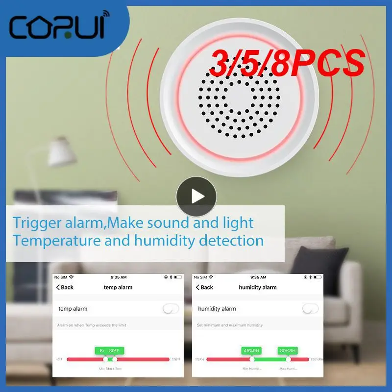 

3/5/8PCS Universal Tuya Wireless Siren Alarm Smart Life Smart Human Body Sensors App Remote Alarm Sound Light Detector Sensor
