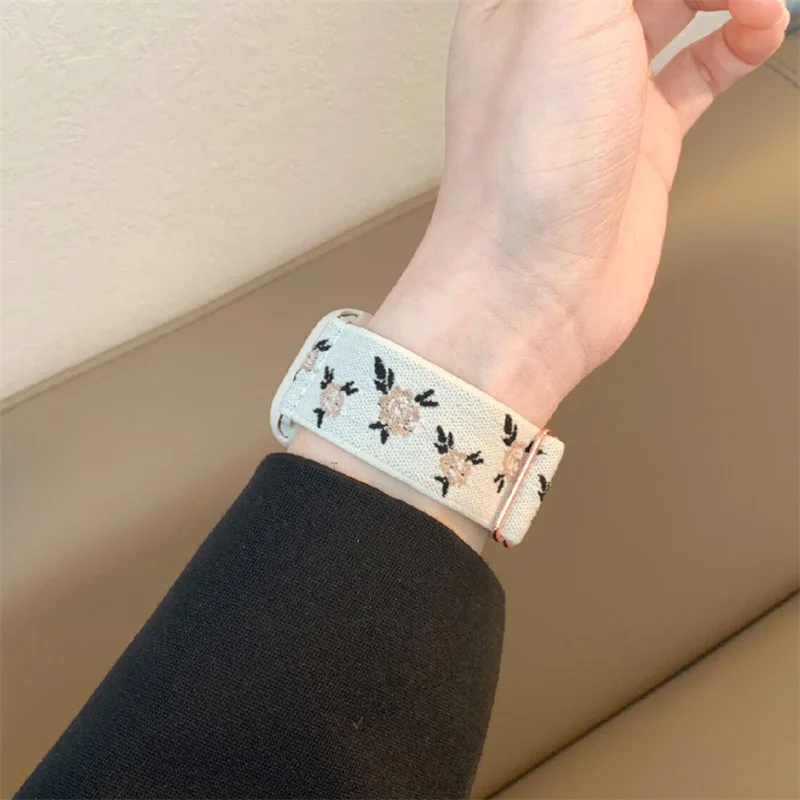 Nylon Embroidery Strap+Case For Apple Watch Band 45 44mm 40mm 49mm 41mm 42 38mm Correa Bracelet For iWatch Series 7 8 6 SE Ultra