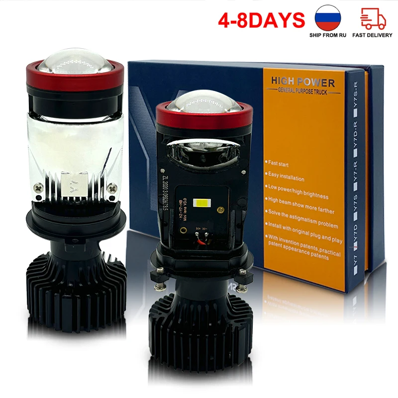 2PCS LED Headlight Projector H4 Bulbs Mini Lens  Auto LED H4