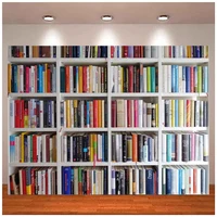 Photography Backdrop White Bookshelf Library Bookcase Filled With Books Background For Office Video Conference Zoom Meeting