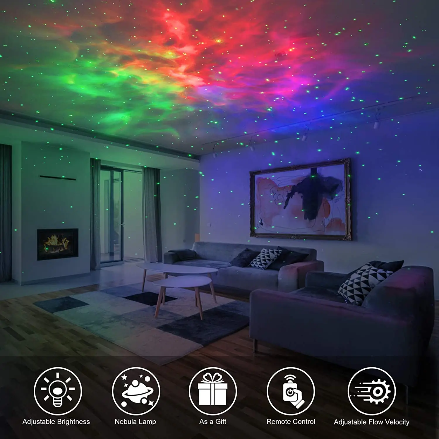 Star Projector Light Colorful Nebula Cloud Night Light Dynamic Galaxy Star Night Light for Bedroom Games Room Party images - 6