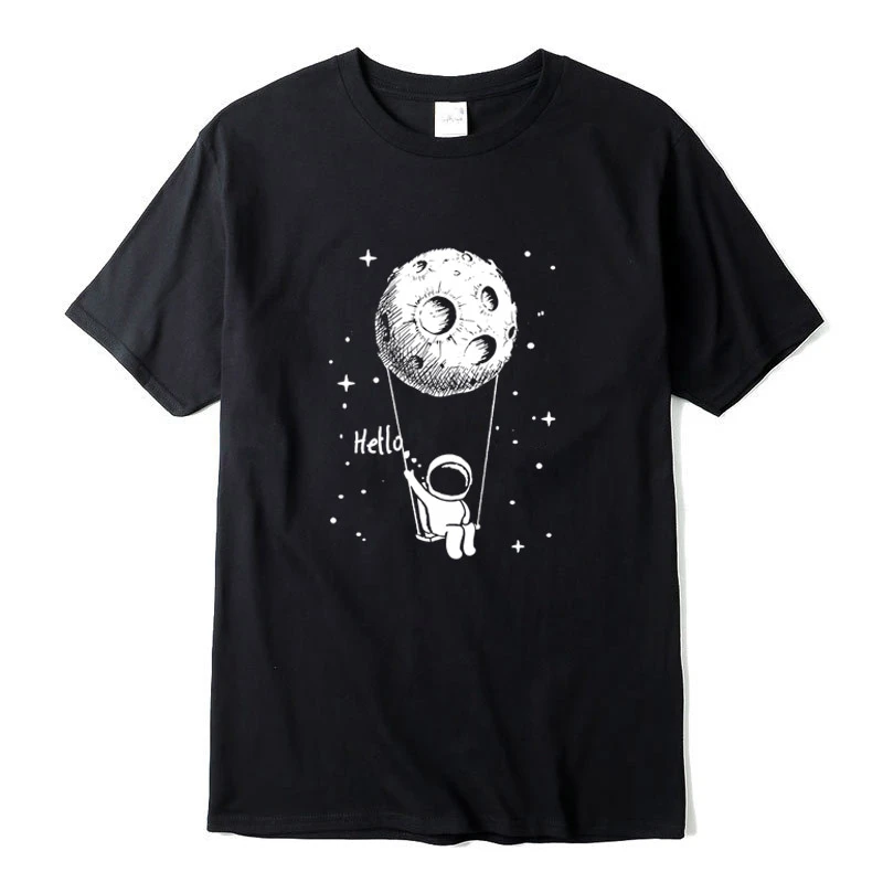 

Мужские футболки высокого качества 100% хлопок смешной дизайн космический Принт Повседневная крутая свободная футболка с коротким рукавом м...