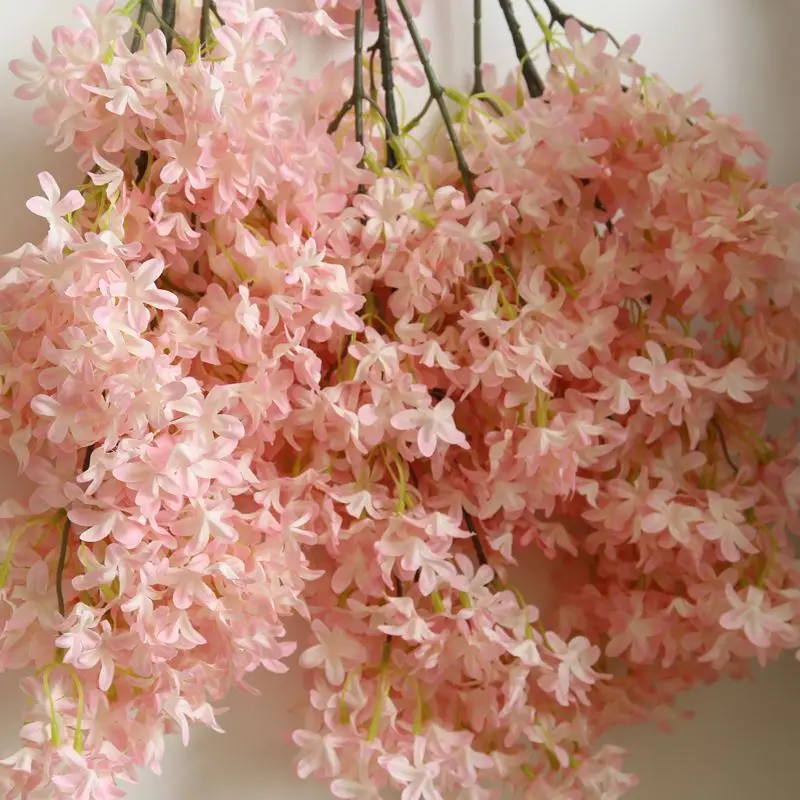 

Artificial Cherry Spring Plum Peach Blossom Branch Silk Flower Home Wedding Decorative Flowers Plastic Peach Bouquet