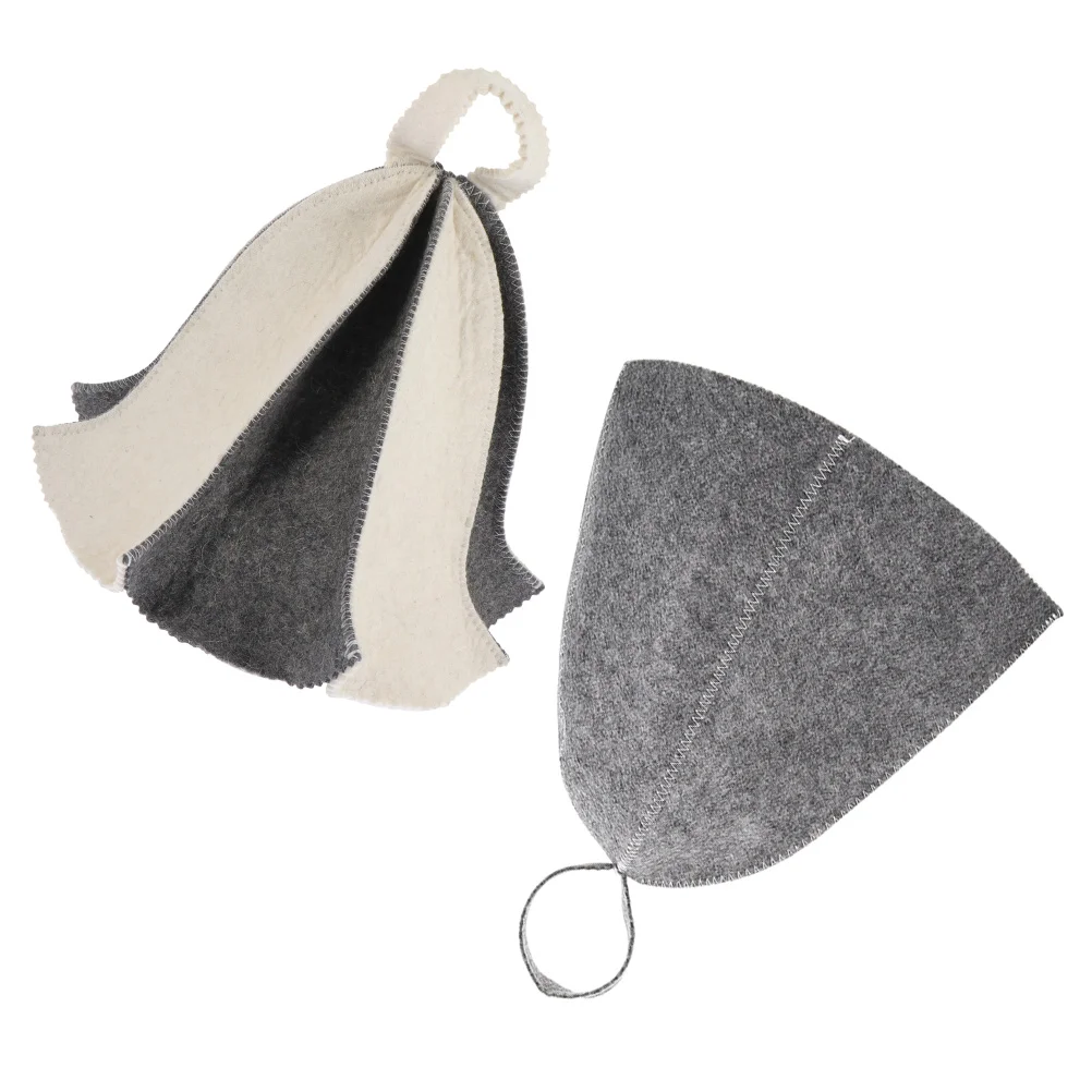 

2Pcs Absorbent Felt Hats Lightweight Felt Hats Bathing Sauna Hats Supple Thick Sauna Hats
