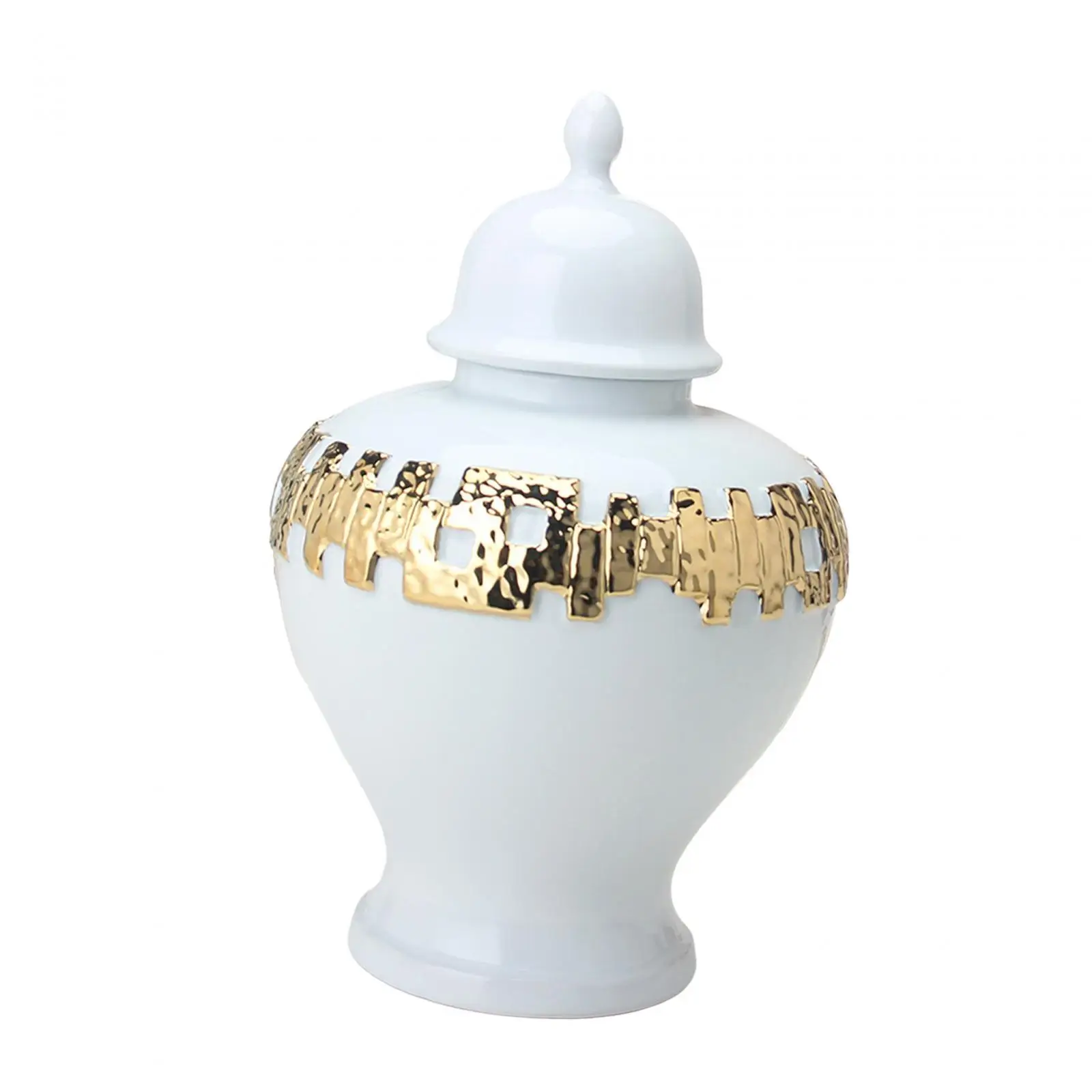 

Ceramic Flower Vase Temple Jar with Lid Display Ornament Porcelain Ginger Jars for Desktop Living Room Housewarming Dining Room