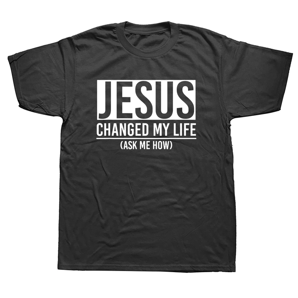 

Футболка мужская с изображением смешного Иисуса изменила мою жизнь и спросите меня, как футболка из хлопка с графическим принтом, уличная о...