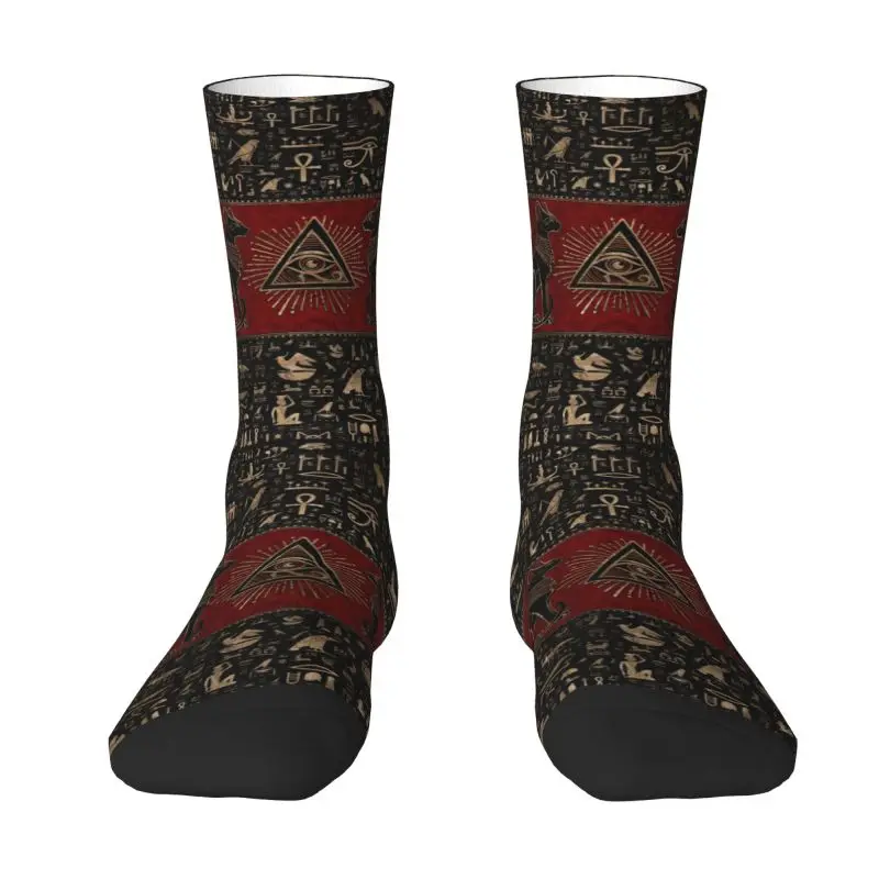 

Ancient Egypt Eye Of Horus Mens Crew Socks Unisex Funny Egyptian Bastet Cat Spring Summer Autumn Winter Dress Socks