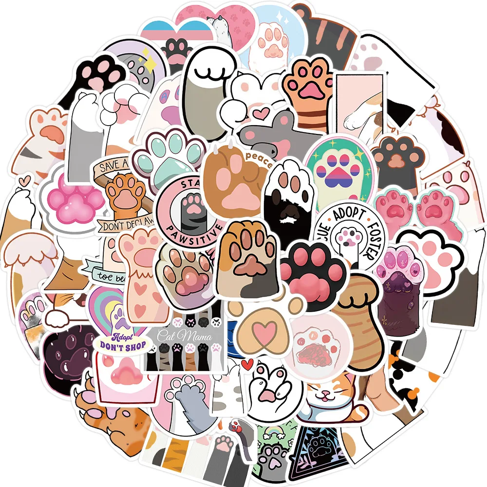 

10/30/61PCS Kawaii Cat Paw Cartoon Stickers Decals Kids Toy DIY Diary Suitcase Scrapbook Laptop Bike Graffiti Animal Sticker