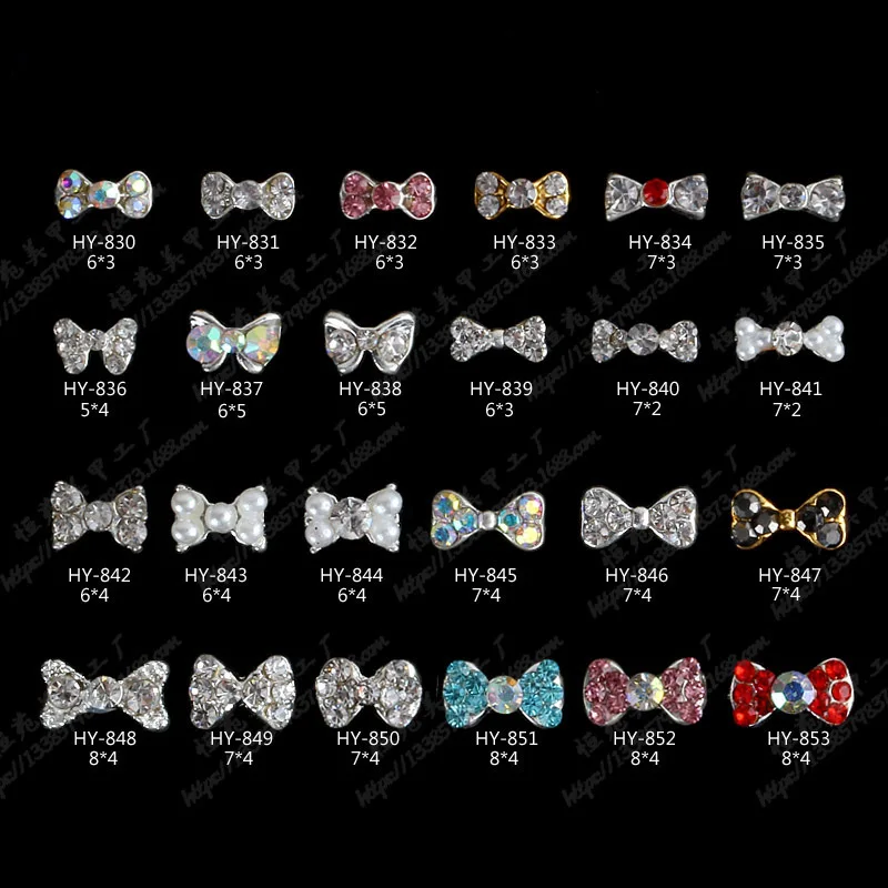 

10 шт. Роскошные блестящие украшения для ногтей из сплава с бантом ювелирные украшения для ногтей с жемчугом и бриллиантами 3D украшения для н...