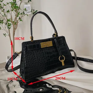 luxury lady crocodile pattern bag 2022 new elegant good quality small purse women handbag with long adjustable shoulder strap free global shipping