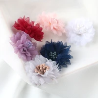 10pc new hot selling first flower handmade diy double layer chiffon three dimensional rose flower diy corsage shoe flower