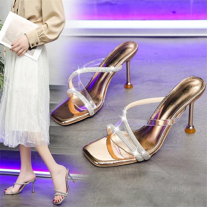 

High heels 2021 new diamond stiletto hollow sandals home casual comfortable women's shoes woman shoes high heels sexy sandals
