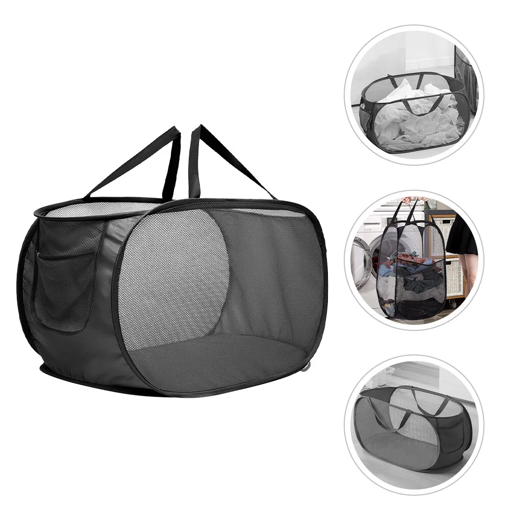 

Fabric Laundry Basket Nylon Storage Fold With Handles Folding For Clothes Mesh Toy Holder Dirty Hamper Collapsible