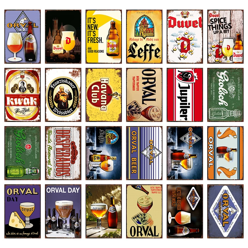 

Orval Jupiler Belgian Beer Metal Plate Tin Signs Wall Art Posters Vintage Wall Painting Pub Bar Cafe Man Cave Home Decor Sticker