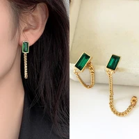new fashion green square womens dangle earrings gold color link tassel pendants fashion drop earrings cool stuff birthday gift