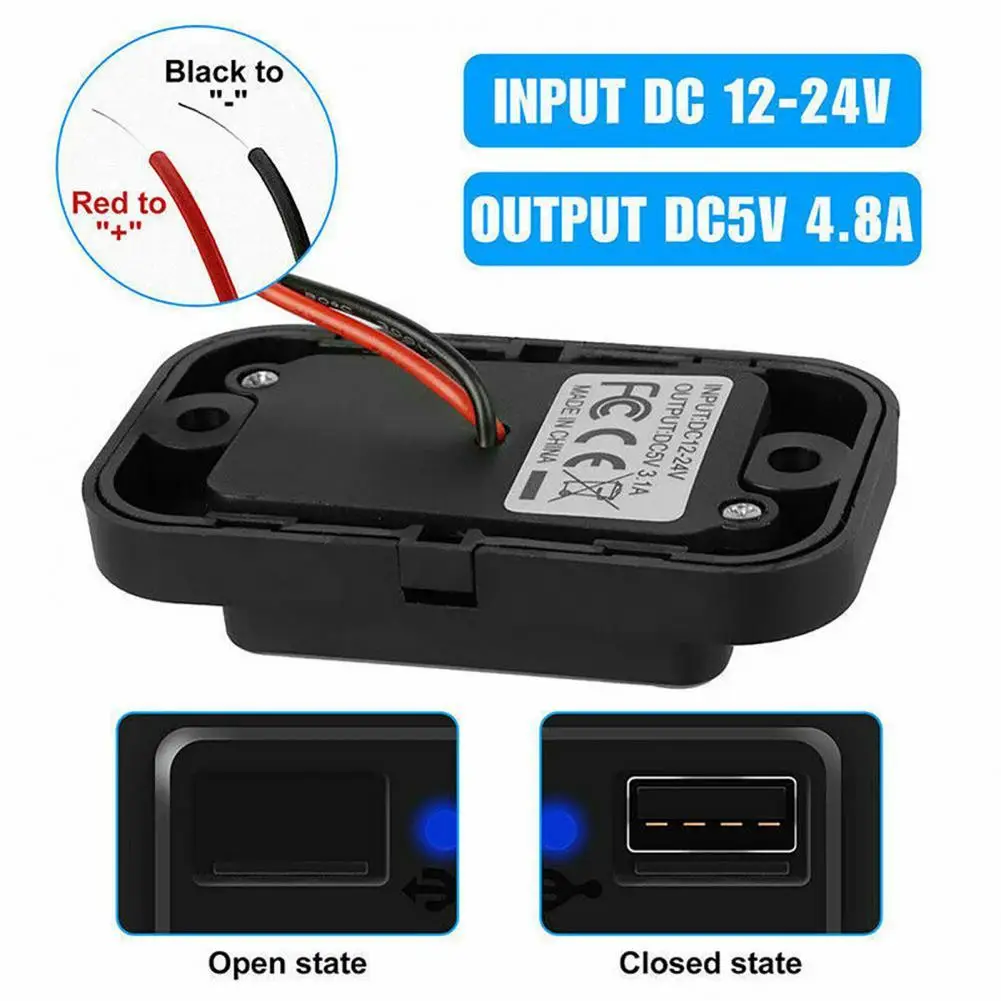

Blue LED Compact 12V Dual USB Car Charger Punch-free Power Socket Charger Environmental Protection for Automobile