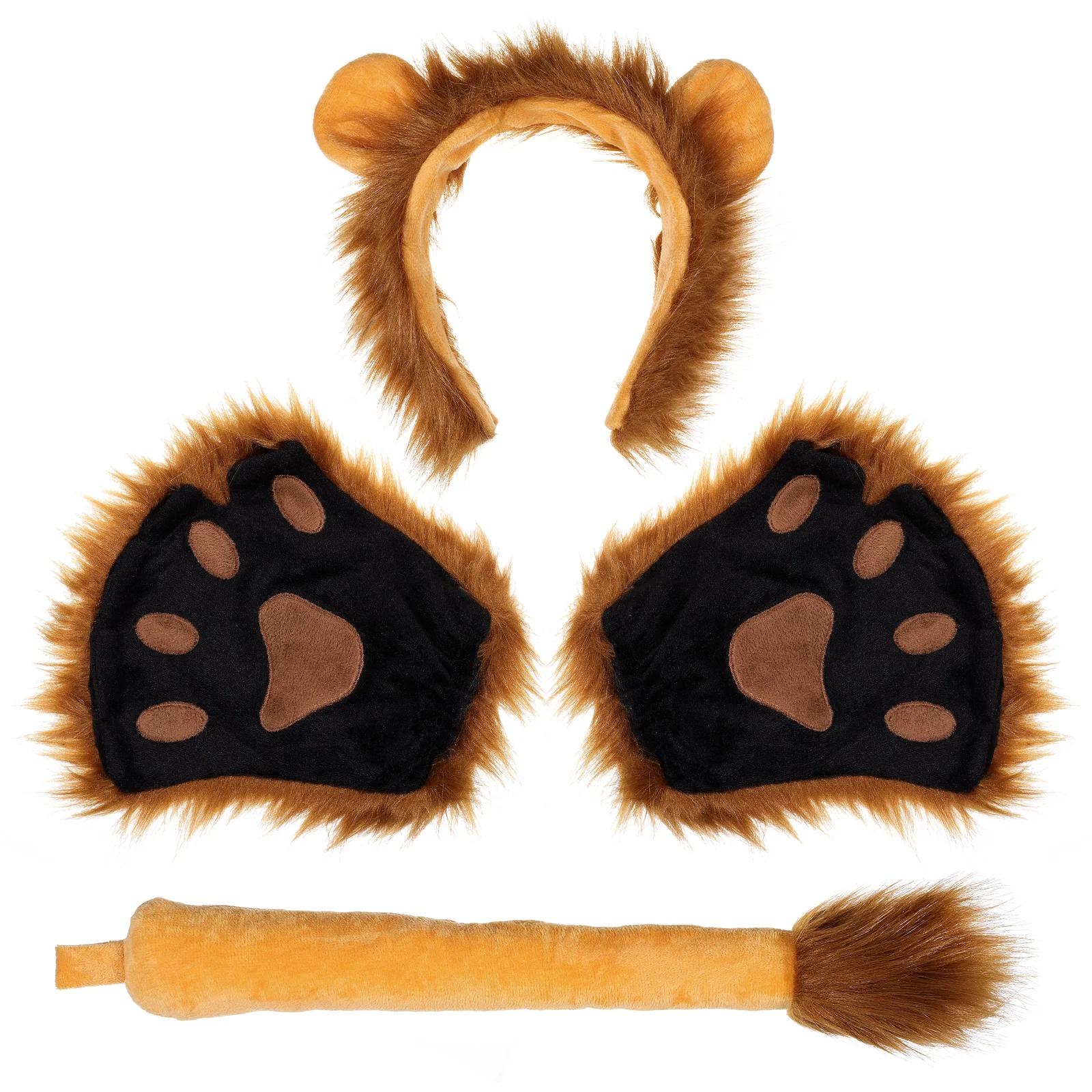 

Lion Tail Adornment Animal Ear Headband Headbands Hairy Costume Paw Gloves Cosplay Accessory Child Stuffed Animals Adults
