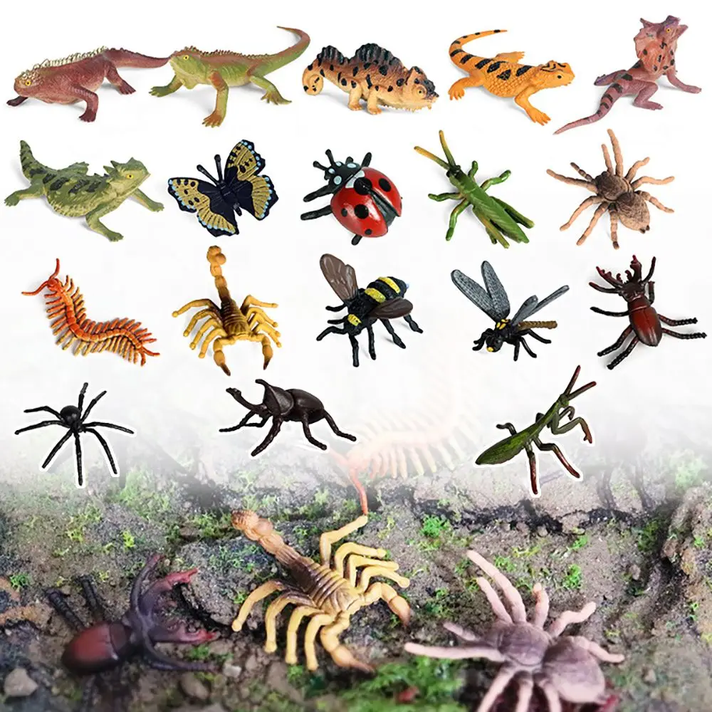 

Props Landscape Making Early Learning Dragonfly Spider Lifelike Insects Model Lizard Butterfly Figurine Jungle Scene