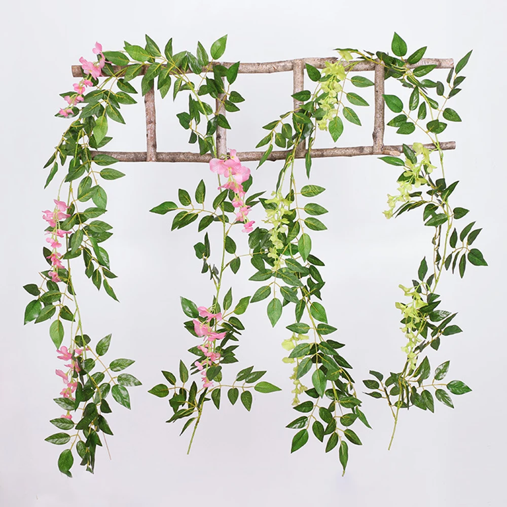 

2M Wisteria Artificial Flower Fake Plants Vine Garland Wedding Arch Home Garden Decoration Rattan Flowers Wall Decoration