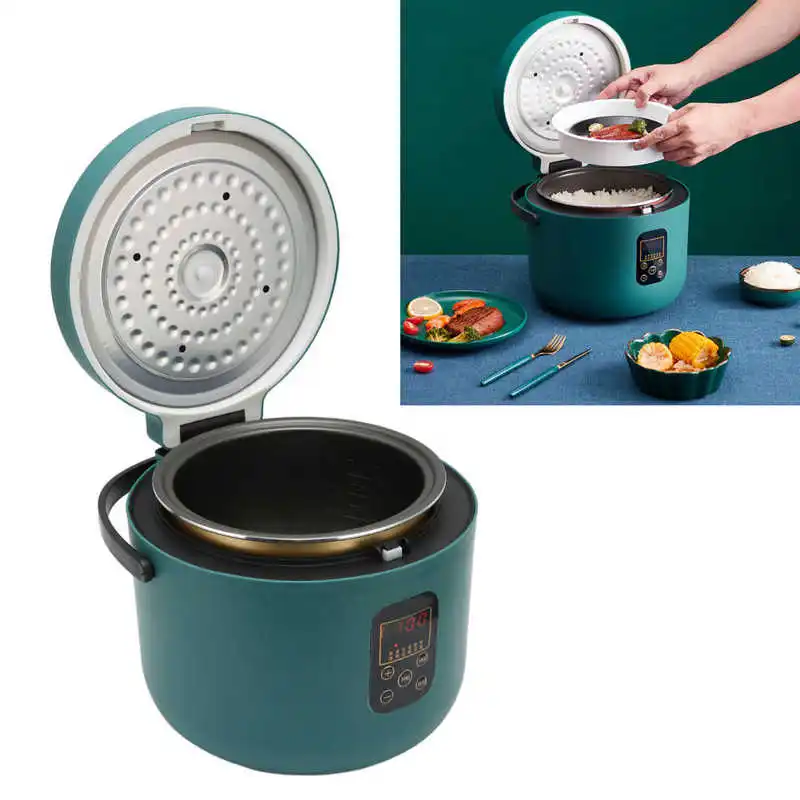 3L 501W Rice Cooker Small Multifunctional Safe Steam Release Smart Cookware Electric Rice Cooker EU Plug 220V Retro Green