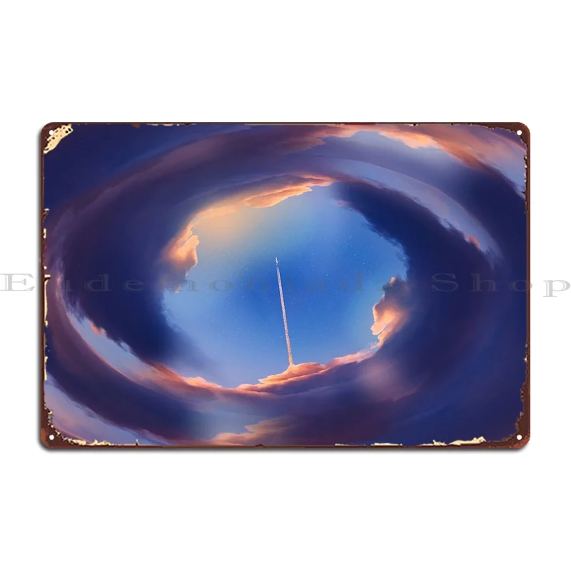 

Аниме небо и самолет металлический плакат дизайн кинотеатра Настенный декор под заказ Классический жестяной знак плакат