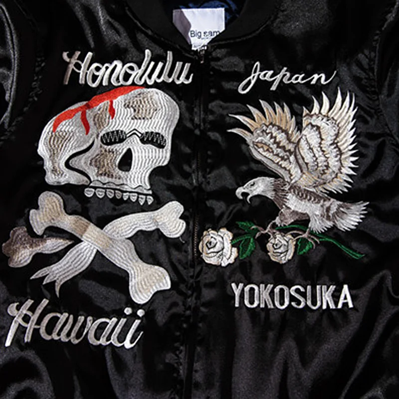 Kanye West Men Vintage Skull Floral Mens Jackets and Coats Japanese Streetwear Hip Hop Bomber Jackets Black Embroidery Jacket