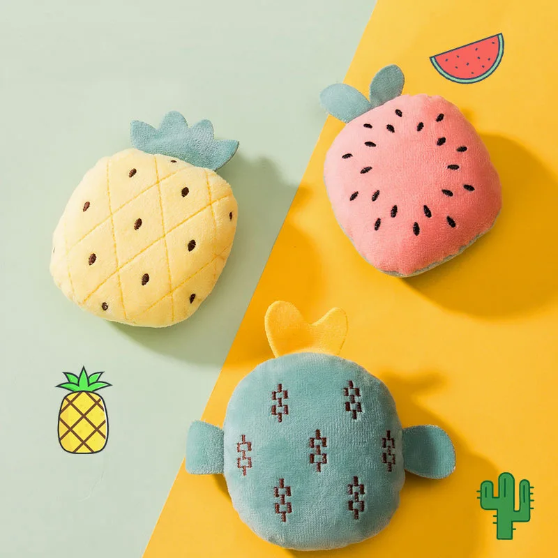 

Pet dog plush chew toy wear-resistant squeak cute pineapple watermelon cactus toy molar to relieve boredom interactive toy