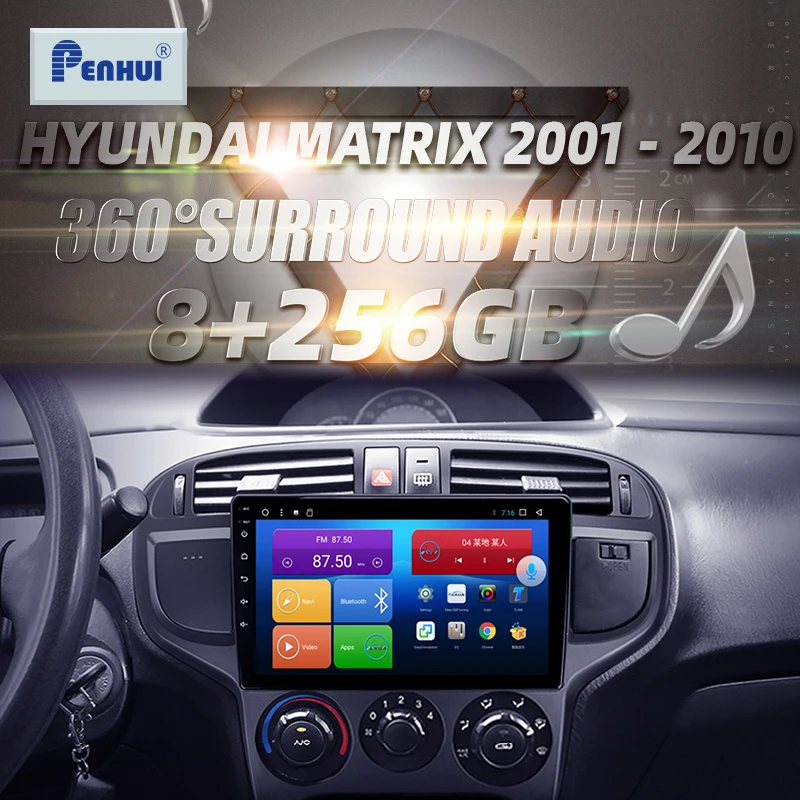 

HIFI для Hyundai Matrix 2001 - 2010 автомобильное радио, мультимедийный видеоплеер, навигация GPS Android, двойной din