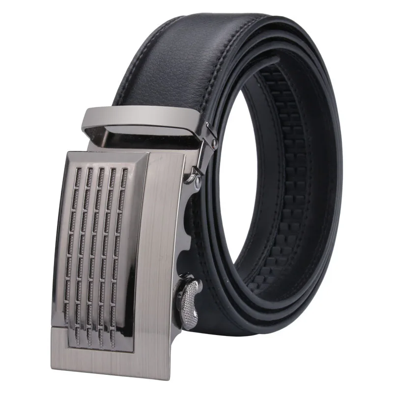Business Leisure Laser Alloy Automatic Buckle Belt New Trend Men's Luxury Brand Design Cowhide Texture Belt Quality 3.5 CM 2326