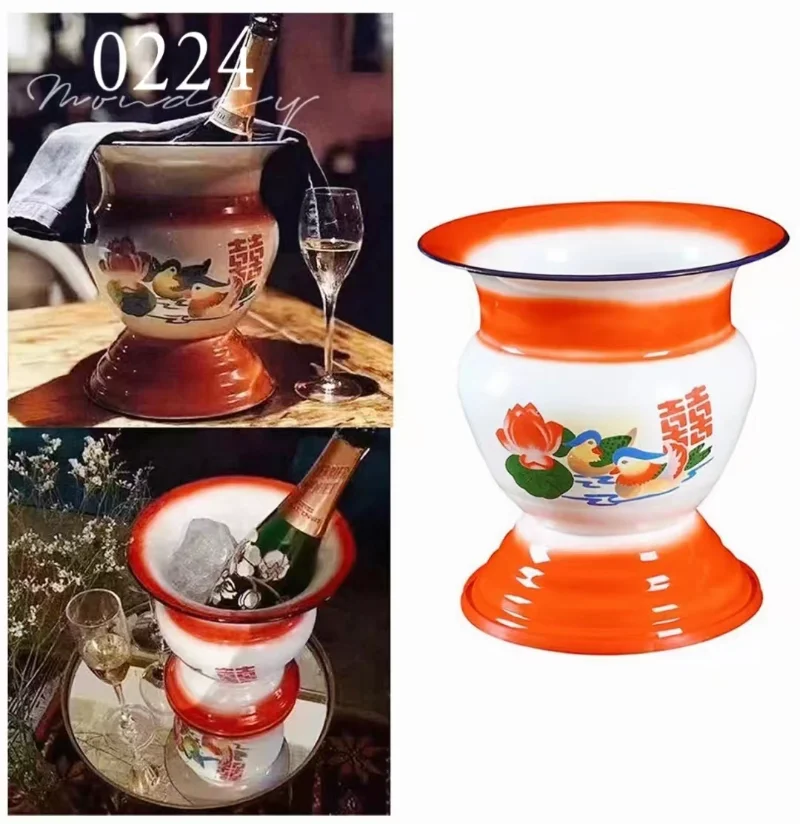 

Kitchen Bar Ice Bucket Chinese Traditional Ice Shake Champagne Whiskey Wine Container Ice Bucket Fruit and Vegetable Containers