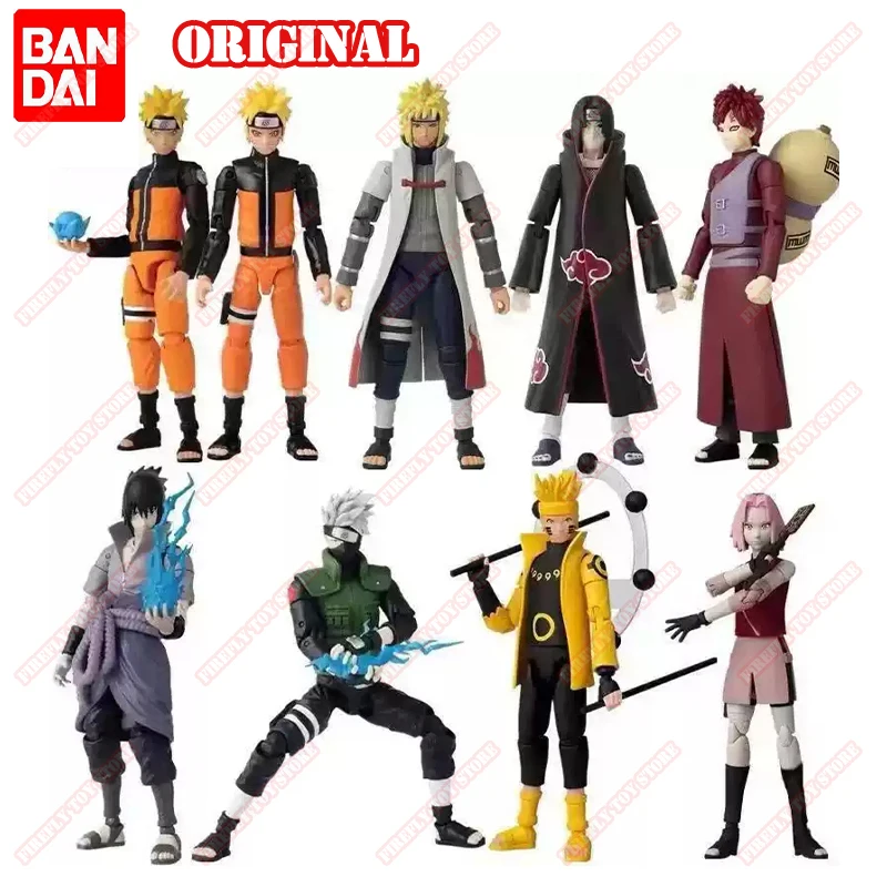 Фото Оригинальные фигурки BANDAI в наличии: Наруто, Минато, Сакура, Саске, Какаши — подвижные аниме-персонажи, модели для сборки, игрушки. №1