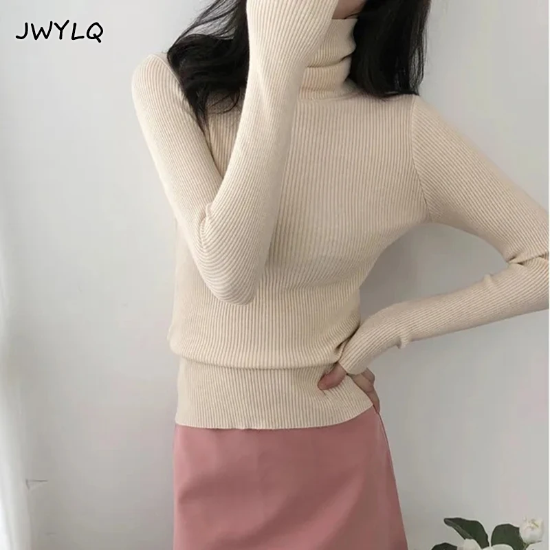 

Turtleneck Solid Color Sweater Women's Autumn Winter 2022 Basic Bottoming Long Sleeve Top Korean Fashion Warm Slim Fit Pullover