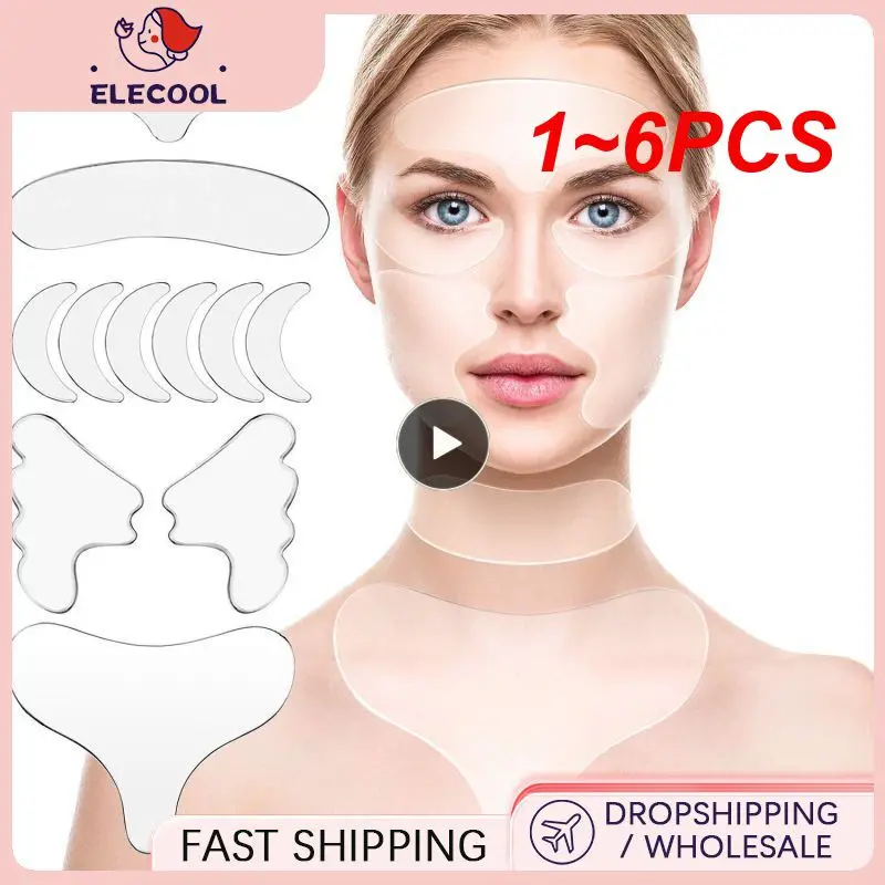 

1~6PCS Reusable Anti Wrinkle Eye Chin Forehead Skin Care Pads 100% Grade Silicone Reusable Face Lifting Invisible