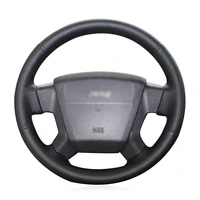 diy hand stitched non slip durable black leather car steering wheel cover for jeep compass 2006 2010