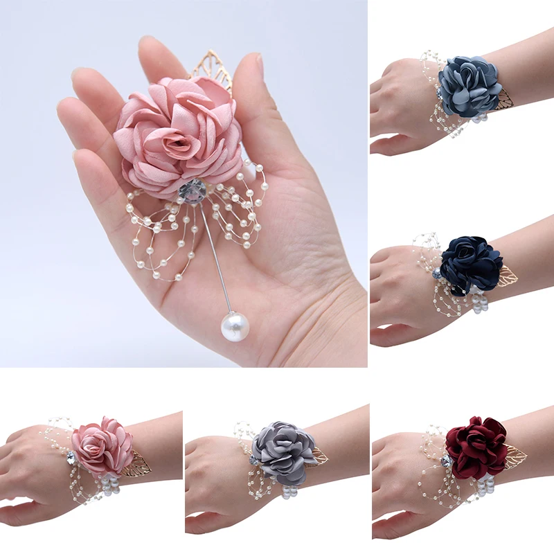 

Wrist Corsage Bridesmaid Sisters Hand flowers Artificial Bride Flowers For Wedding Dancing Party Decor Bridal Prom