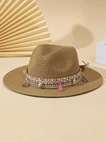 hat tassel shell decor straw hat beach