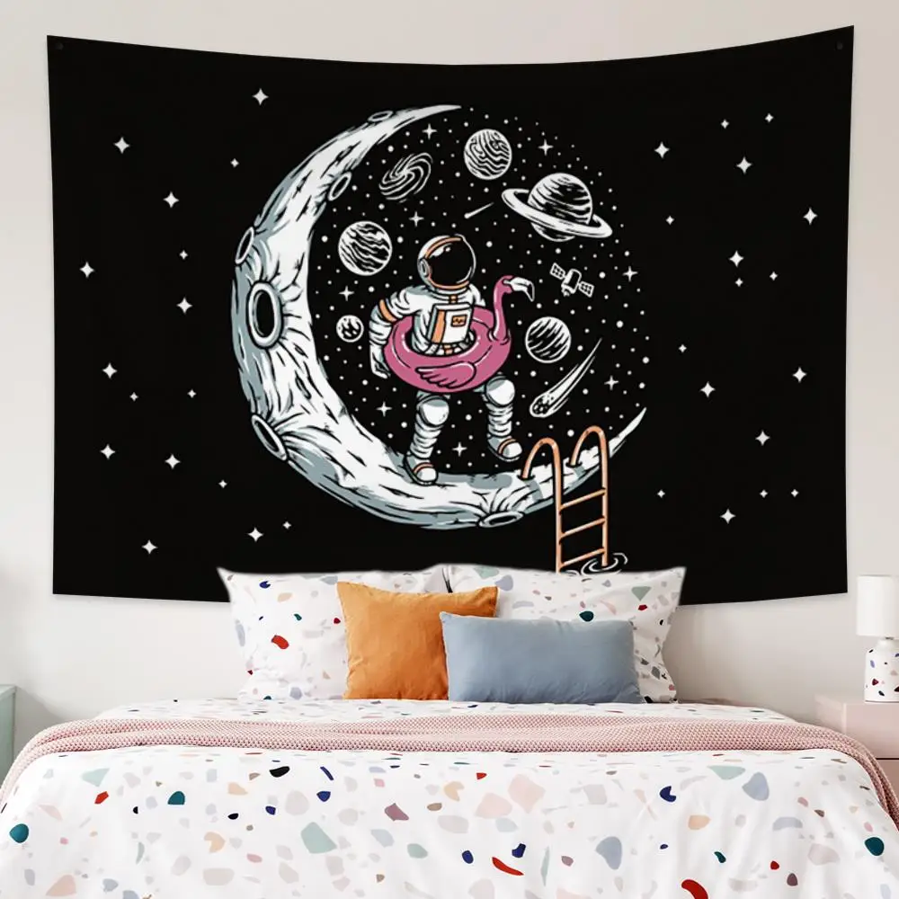 

Psychedelic Moon Astronaut Tapestry Hippie Bedroom Decor Aesthetic Tapestries Living Room Wall Canvas For Wall Tapestries Tapiz